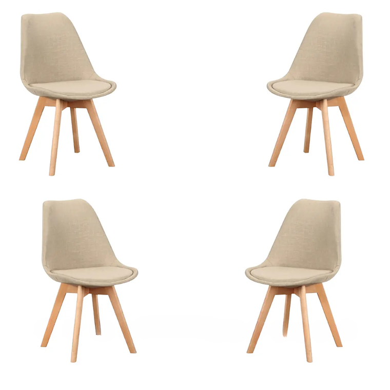 Comedor Osaka redondo vidrio 100 cm y 4 Sillas Tulip Lino  10