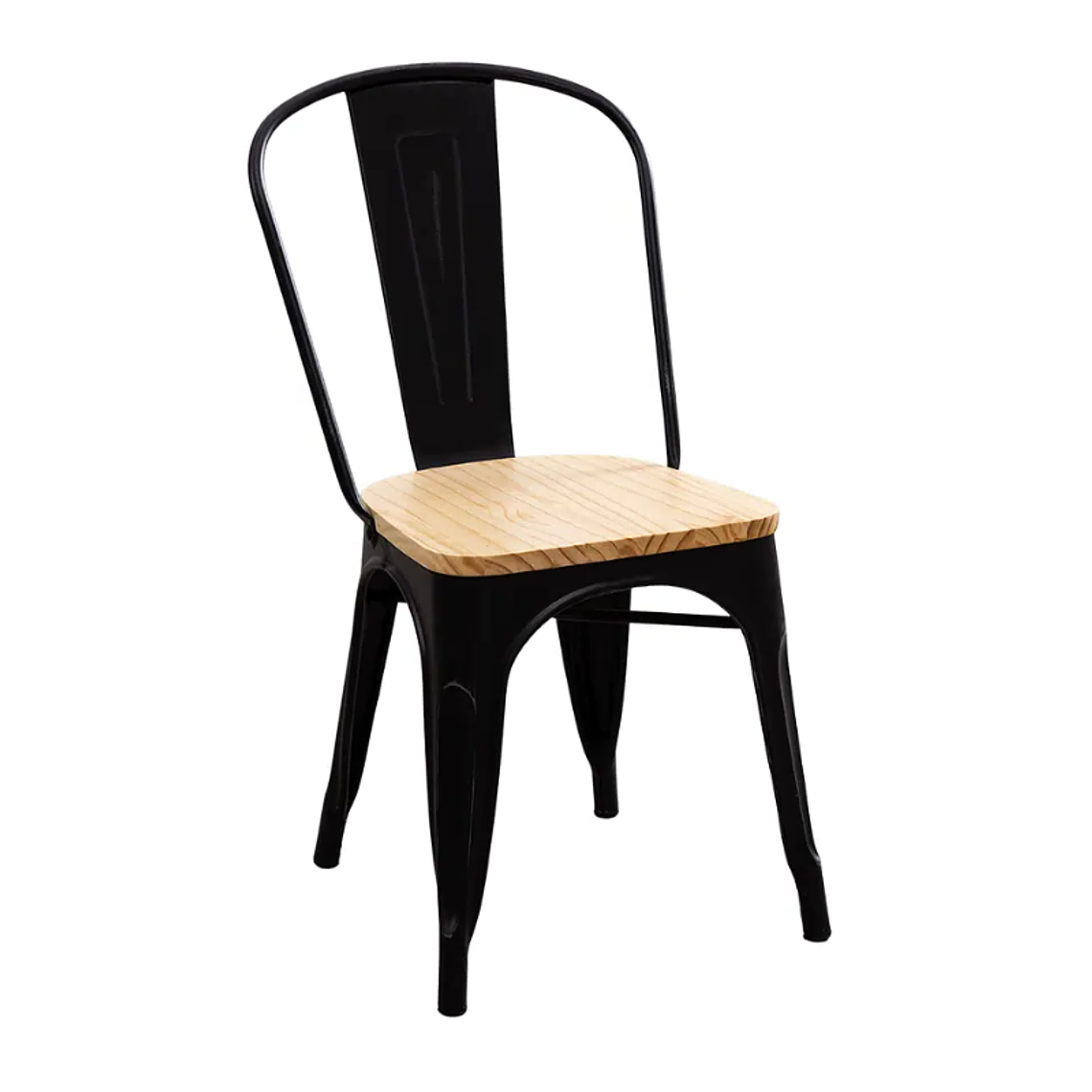 Pack 6 Sillas Tolix con asiento madera clara 2