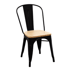 Pack 6 Sillas Tolix con asiento madera clara