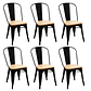 Pack 6 Sillas Tolix con asiento madera clara - Miniatura 1