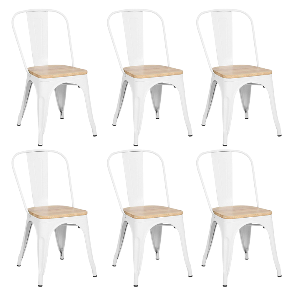 Pack 6 Sillas Tolix con asiento madera clara 3