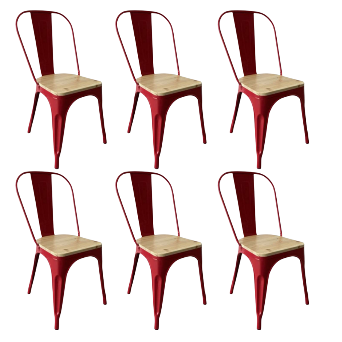 Pack 6 Sillas Tolix con asiento madera clara 6