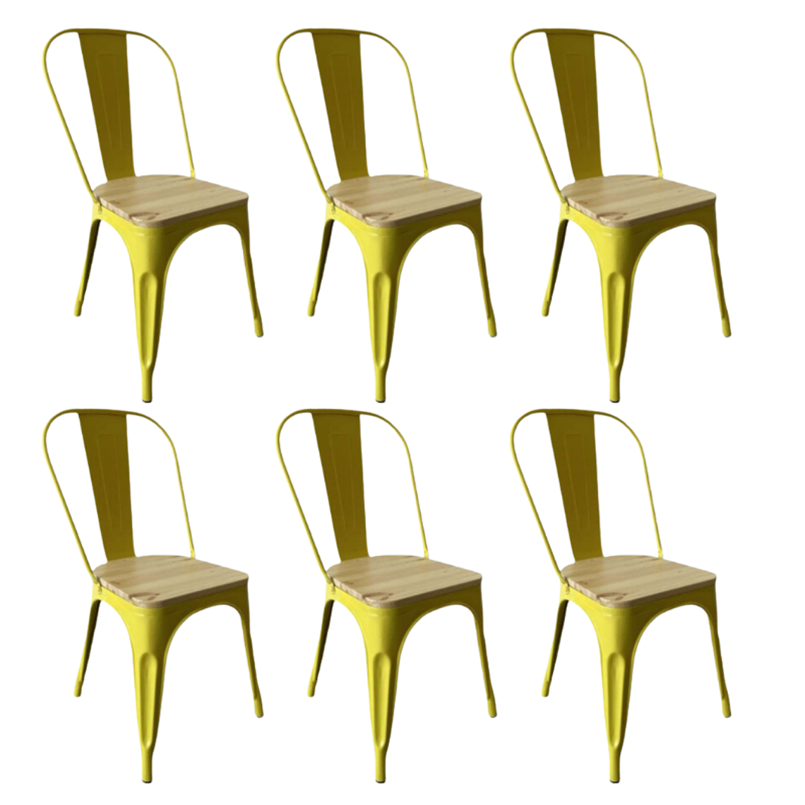 Pack 6 Sillas Tolix con asiento madera clara 9