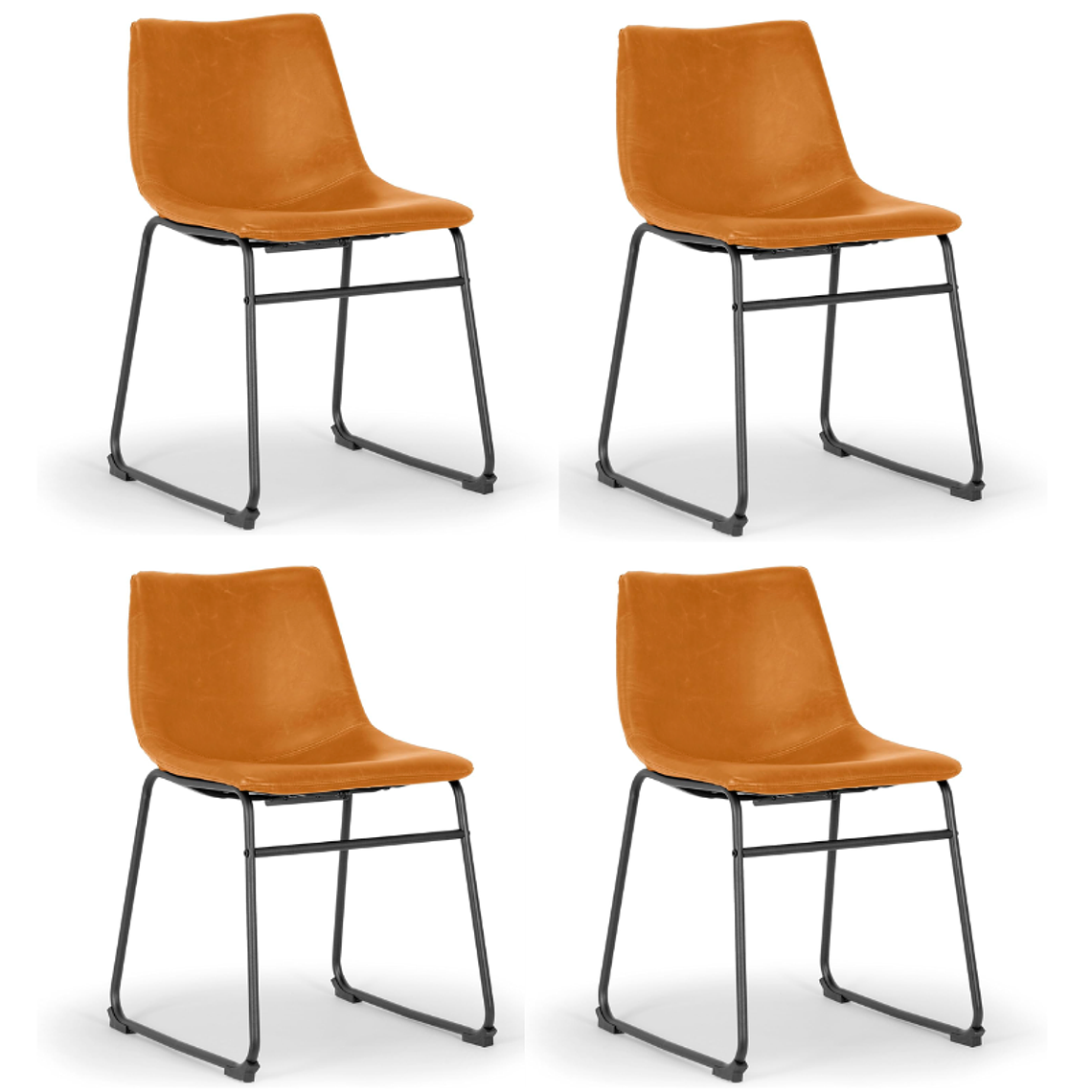 Pack 4 Sillas Burgos de Cuero Sintético y Metal Industrial 1