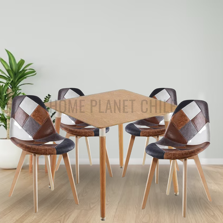 Comedor Botticelli cuadrado madera con 4 Sillas Patchwork Botticelli 2