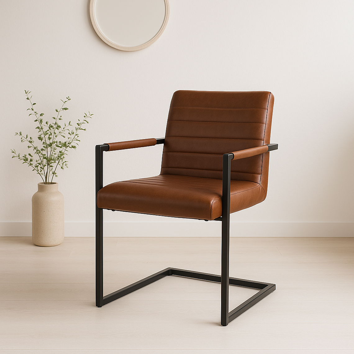 Silla Industrial de Cuero Sintético – Café 4