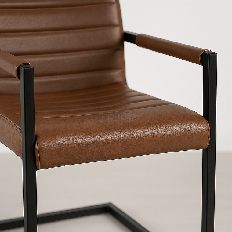 Silla Industrial de Cuero Sintético – Café 6
