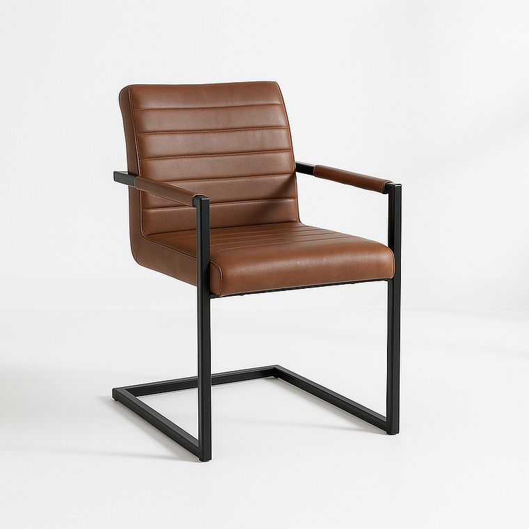 Silla Industrial de Cuero Sintético – Café 3