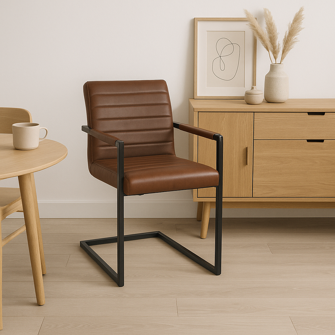 Silla Industrial de Cuero Sintético – Café 2