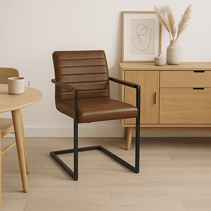 Silla Industrial de Cuero Sintético – Café