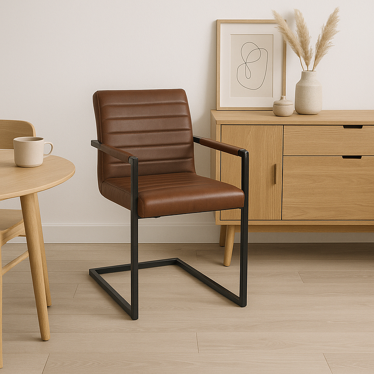 Silla Industrial de Cuero Sintético – Café 2