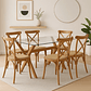 Comedor Bagdad rectangular vidrio 140x90 cm con 6 Sillas Crossback Danubio madera - Miniatura 1