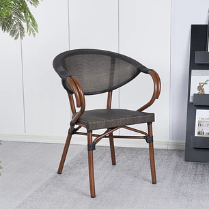Pack 4 Sillas Bistro Parisina Textileno con reposabrazos - Café Oscuro