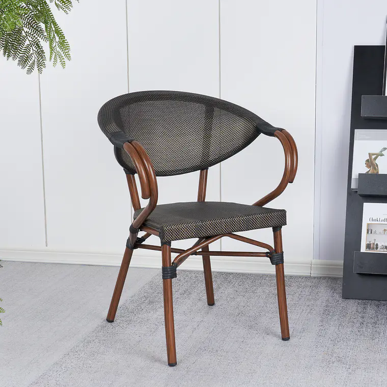 Pack 4 Sillas Bistro Parisina Textileno con reposabrazos - Café Oscuro 2