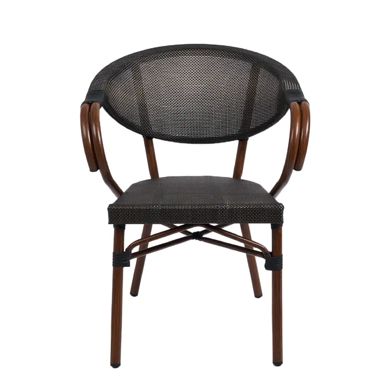 Pack 4 Sillas Bistro Parisina Textileno con reposabrazos - Café Oscuro 4