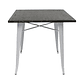 Mesa Tolix blanca cuadrada 80x80 cm madera oscura - Miniatura 2