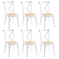 Pack 6 Sillas Crossback Danubio madera rattan blancas - Miniatura 1