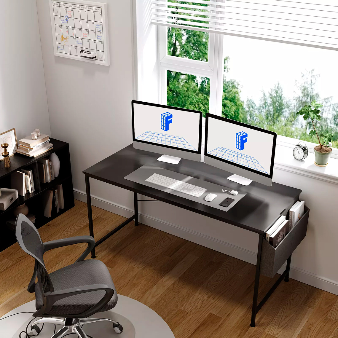 Escritorio Industrial Soon Black 140 cm l Compartimiento 2