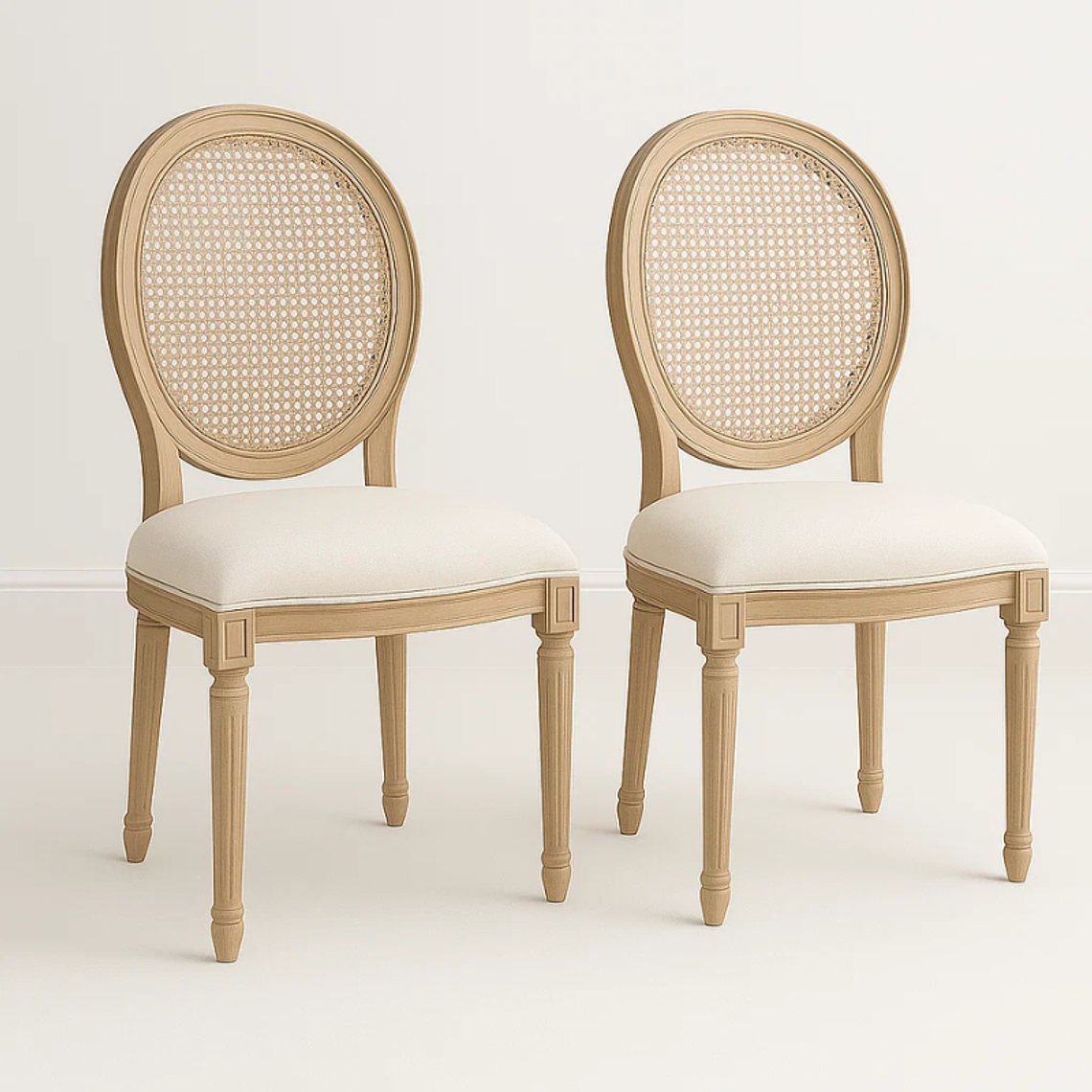 Pack de 2 Sillas de Comedor Madera Acolchada Luis XV 1