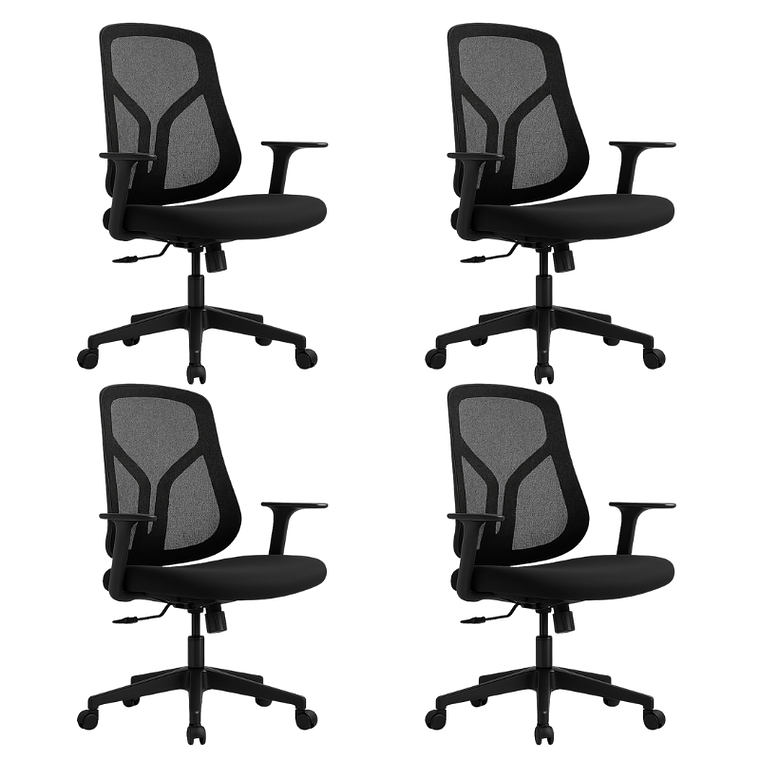 Pack 4 Sillas de Oficina Escritorio Ergonómica Line Mesh - Negra 1