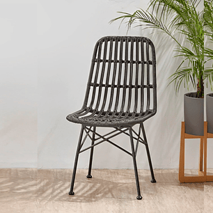 Silla de Comedor Terraza Rattan Bosnia Negra
