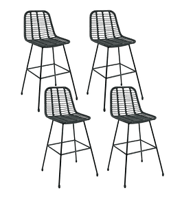 Pack 4 Taburetes Altos de Terraza Rattan Bosnia 