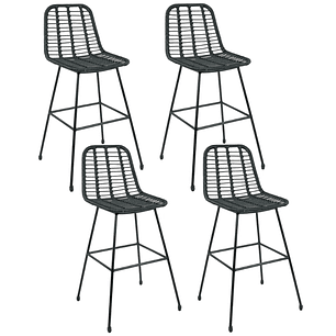 Pack 4 Taburetes Altos de Terraza Rattan Bosnia 