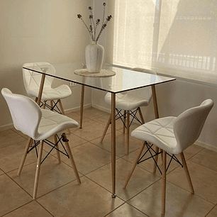 Comedor Paris rectangular vidrio 130x80cm con 4 Sillas Mariposas Rubik