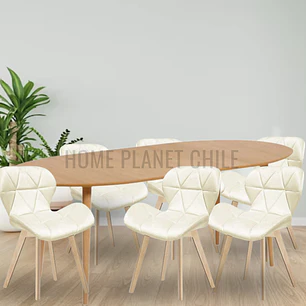 Comedor Expandible de 100 cm a 180 cm con 6 Sillas Mariposa Rubik Wood Velvet