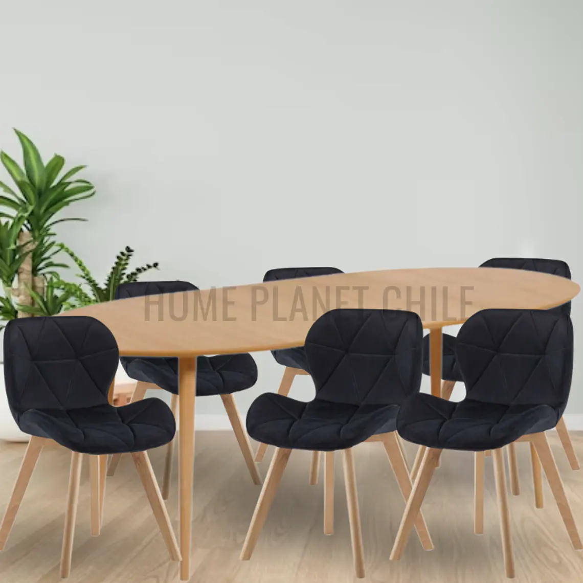 Comedor Expandible de 100 cm a 180 cm con 6 Sillas Mariposa Rubik Wood Velvet 3