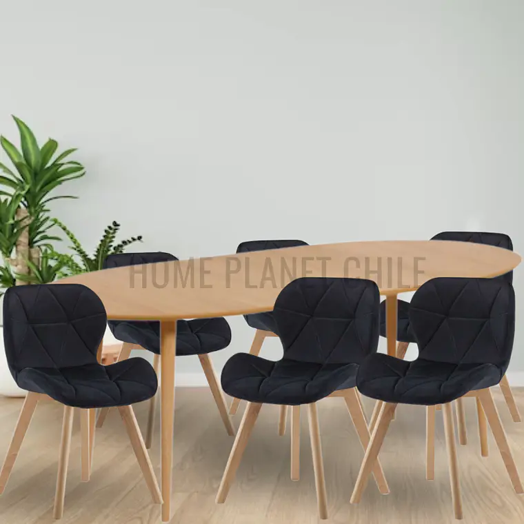 Comedor Expandible de 100 cm a 180 cm con 6 Sillas Mariposa Rubik Wood Velvet 3