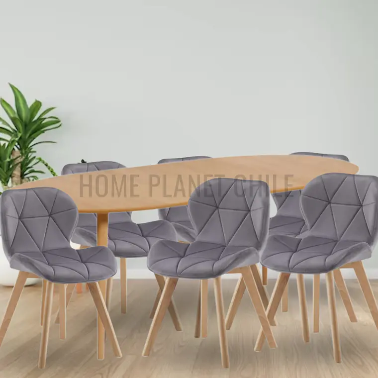 Comedor Expandible de 100 cm a 180 cm con 6 Sillas Mariposa Rubik Wood Velvet 1