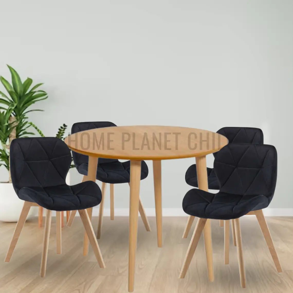 Comedor Expandible de 100 cm a 180 cm con 6 Sillas Mariposa Rubik Wood Velvet 12