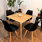 Comedor Doha cuadrado madera con 4 Sillas Tulip - Miniatura 1