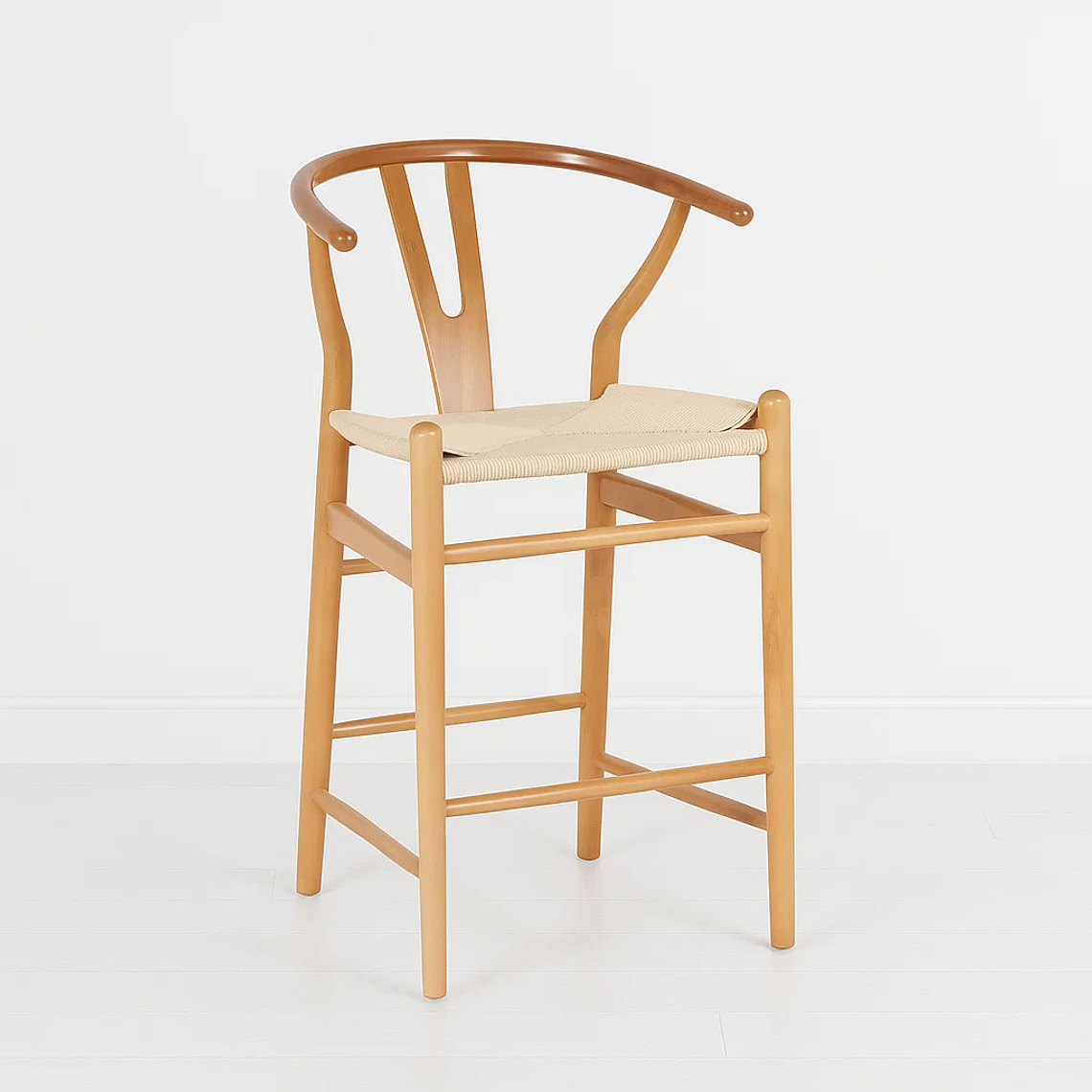 Pack 2 Taburetes Wishbone Madera y Hilo de Cuerda - Natural 75 cm 3
