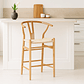 Pack 2 Taburetes Wishbone Madera y Hilo de Cuerda - Natural 75 cm - Miniatura 2