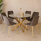 Comedor Kemi Gold redondo vidrio 120 cm con 6 Sillas Capitone Gold - Miniatura 1