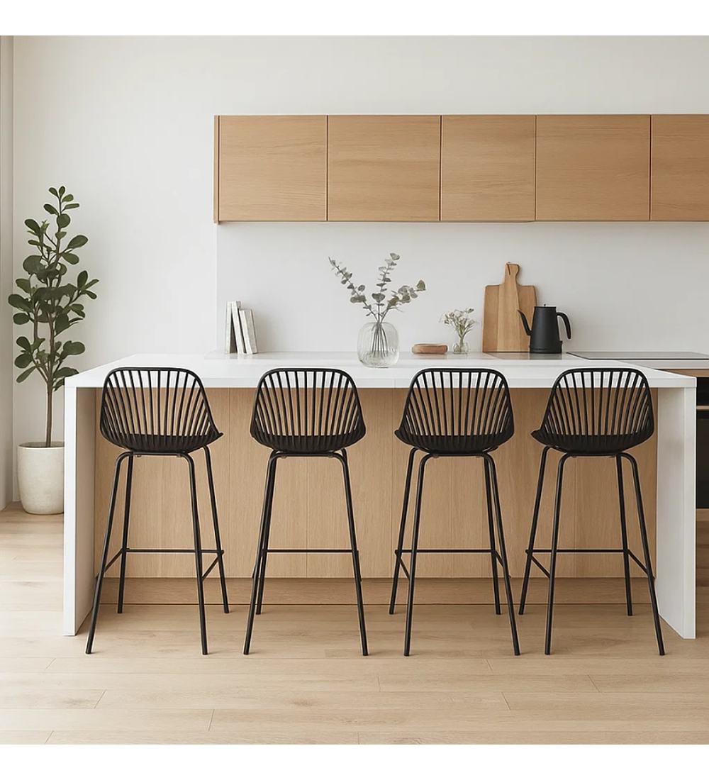 Pack 4 Taburetes Vibo negros 76 cm