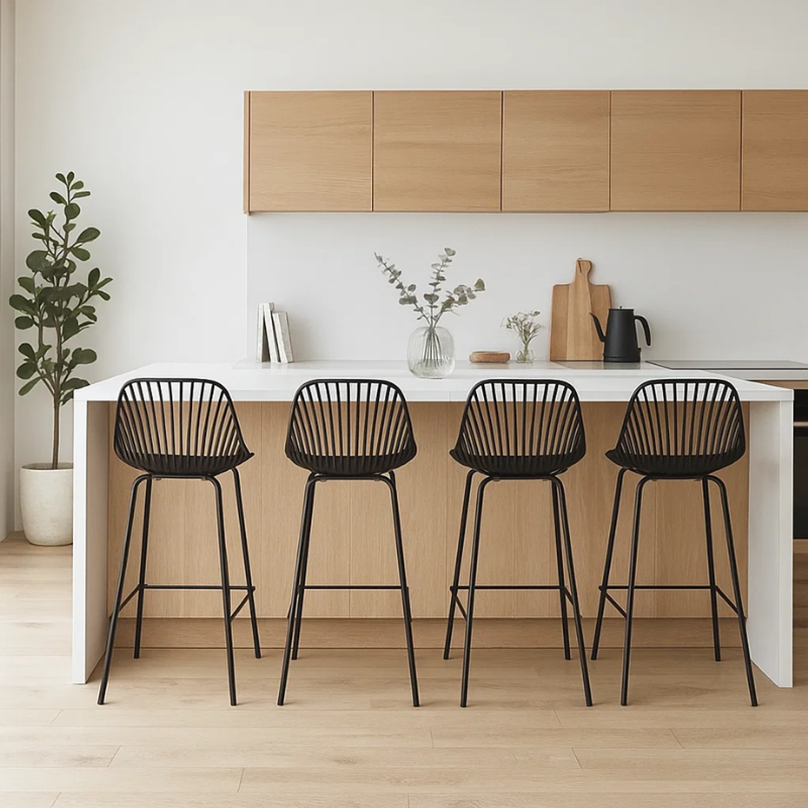 Pack 4 Taburetes Vibo negros 76 cm 2