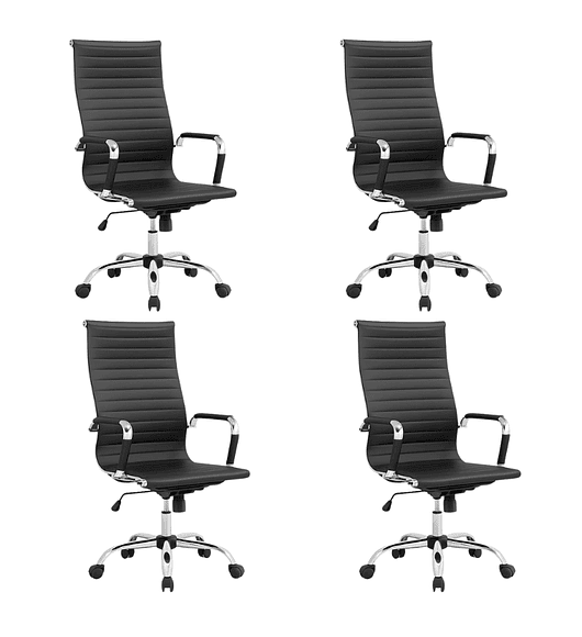 Pack 4 Sillas de Oficina Escritorio Ejecutiva Edge Negra