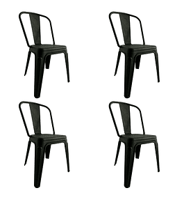 Pack 4 Sillas Tolix Plásticas l Polipropileno negras