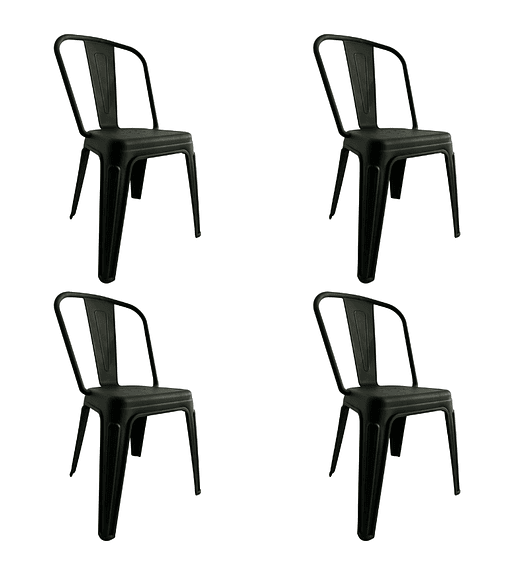 Pack 4 Sillas Tolix Plásticas l Polipropileno negras