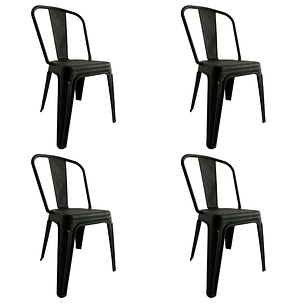 Pack 4 Sillas Tolix Plásticas l Polipropileno negras