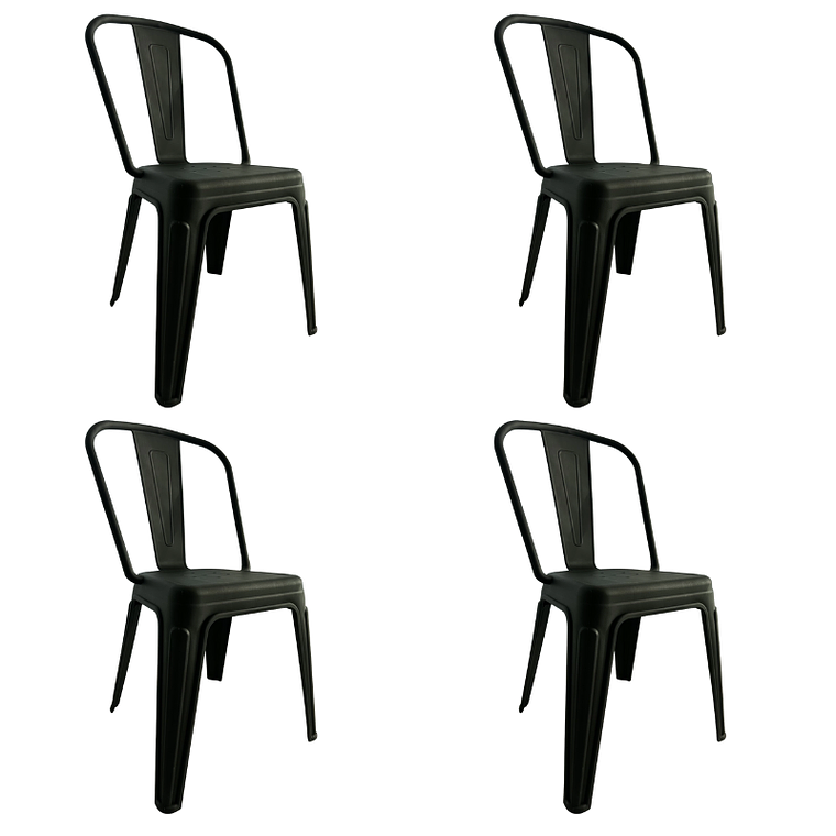 Pack 4 Sillas Tolix Plásticas l Polipropileno negras 1