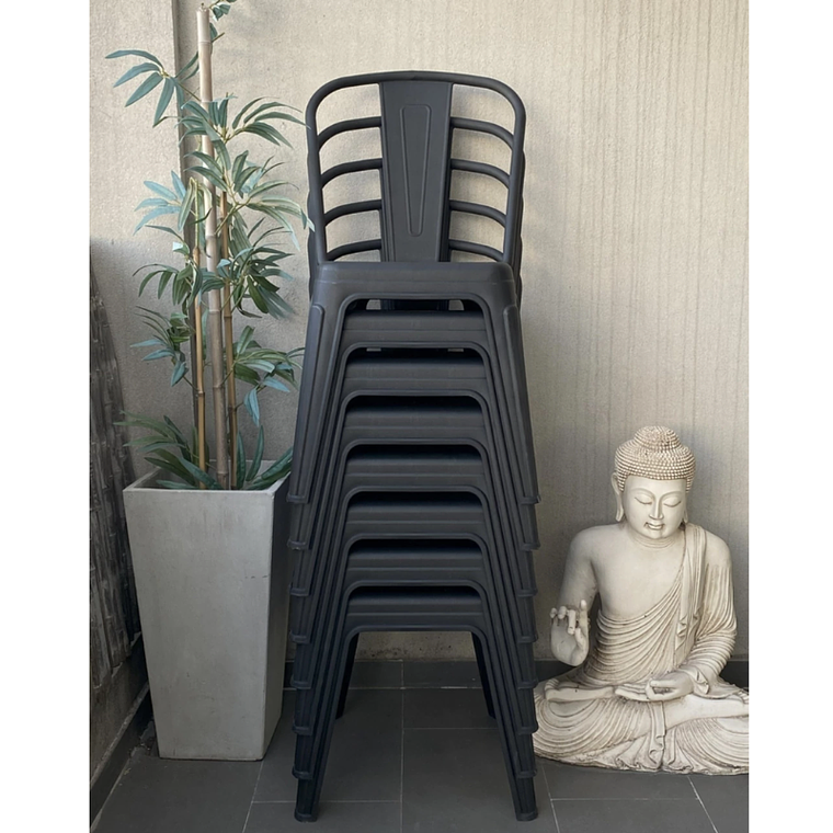 Pack 6 Sillas Tolix Plásticas l Polipropileno negras 5