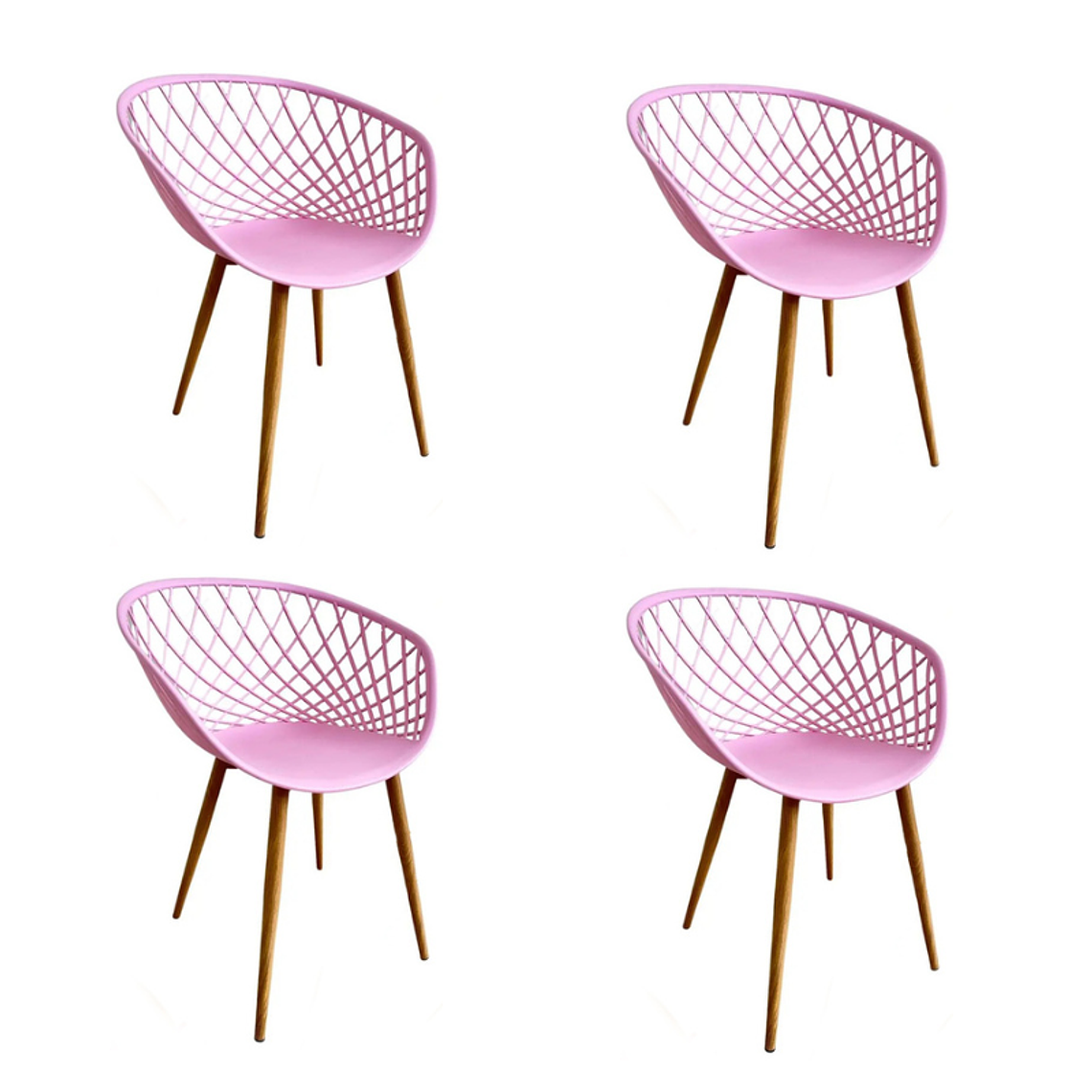 Comedor Mesh redondo vidrio 100 cm con 4 Butacas Mesh 6