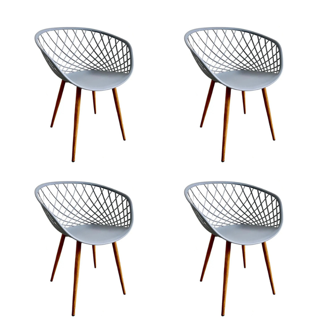 Comedor Mesh redondo vidrio 100 cm con 4 Butacas Mesh 5