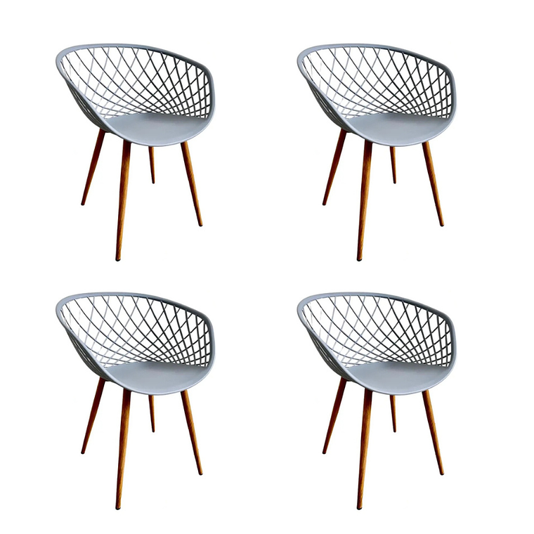 Comedor Mesh redondo vidrio 100 cm con 4 Butacas Mesh 5