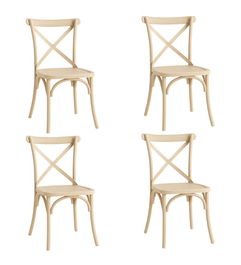 Comedor Antalya redondo madera 100 cm con 4 Sillas Danubio - Polipropileno