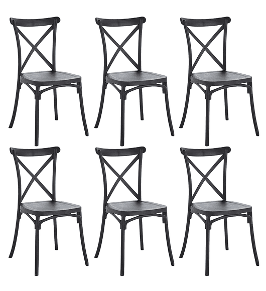 Pack 6 Sillas Crossback Danubio - Polipropileno